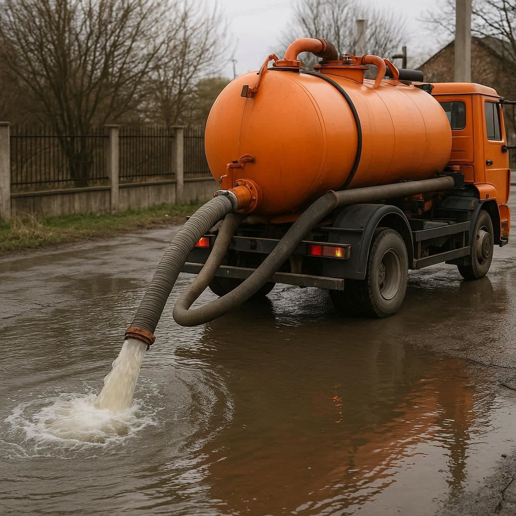 Откачка воды в Киришах