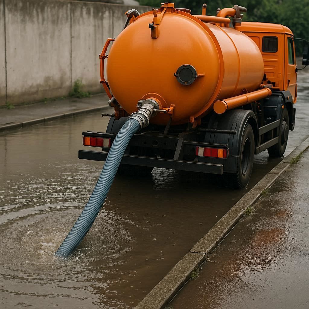 Откачка воды в Киришах